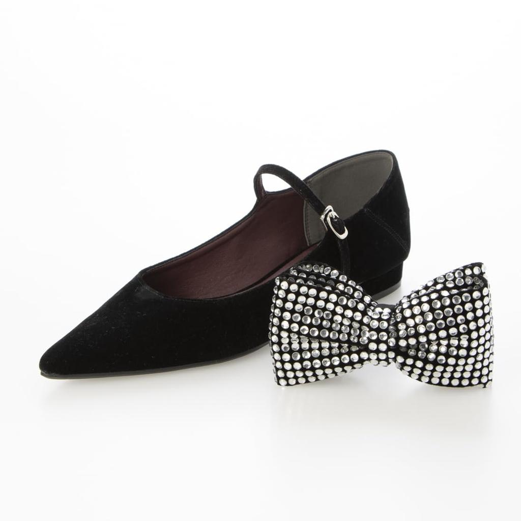 Evol Women's IX5467 Black Combination Pointed Pumps with Removable Ribbon and 2cm Heel, Size 22.0cm