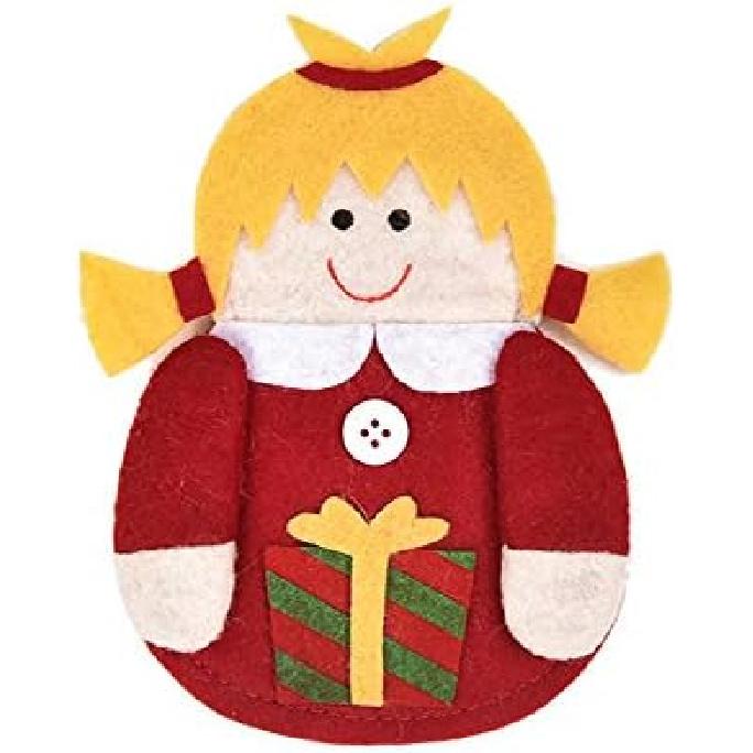 8 Pieces Christmas Tableware Holder Set, Santa Claus Snowman Reindeer Bear Knifes Forks Spoon Silverware Pocket Bags for Xmas for Thanksgiving New