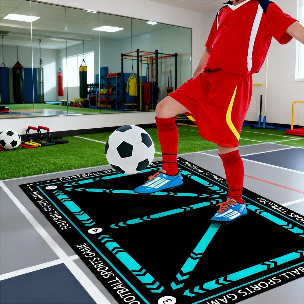 Fußball Trainings Teppich Matte Teppich Sportspiel Heimdekoration Langlebig Innen Kinder Aktivität Spielfeld Bodenmatte mit Pfeildesign