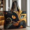 Cat Patterns Women Quilted Tote Bag 3D Printed Patterns Lightweight Travel Handbag Cotton Vintage Canvas Shoulder Bag Lady Girl