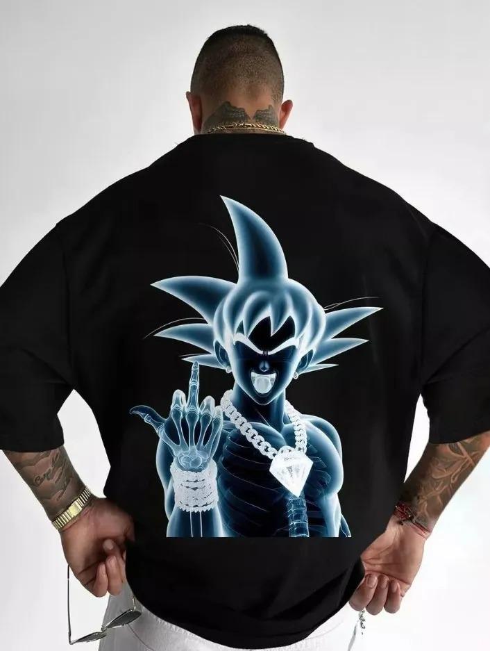 Camiseta con estampado de Dragon Ball, estilo streetwear, 100% algodón, manga corta, corte oversize, para hombre y mujer, ropa holgada, estilo Harajuku Y2K.