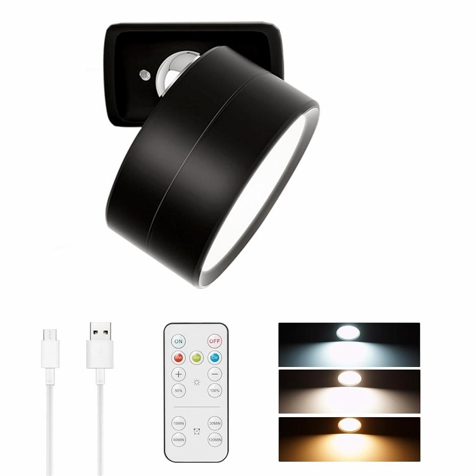 Applique murale LED tactile et télécommande, Rechargeable, alimentée par batterie, sans fil, avec chargeur USB