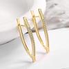 V-Shaped Triangle Cubic Zirconia Stud Earrings for Women - European & American Fashion, Geometric Ear Jewelry, Copper