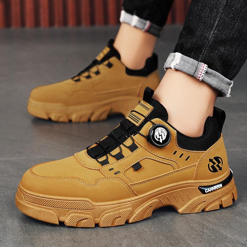 Fashion Winter New Mens Shoes Sneakers Outdoor No-slip Waterproof Rotating Button Hiking Climbing Shoes Fashion Male High Top Work Boots