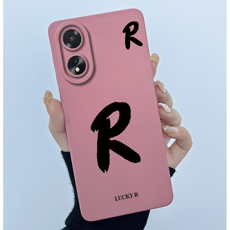 Case For Oppo A18 A38 A58 A78 4G Cover Camera Protection Cute Letter Liquid Silicone Soft Back Covers For Oppo A 38 A 18 Housing