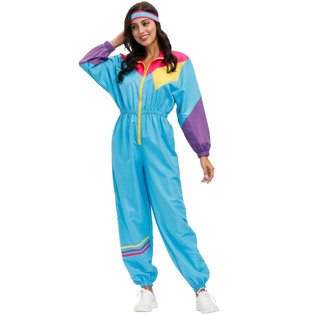 Vintage 70s Disco Hip Hop Ski Suit, Halloween Costume Party Hip Hop Suit, Women's Baseball Suit