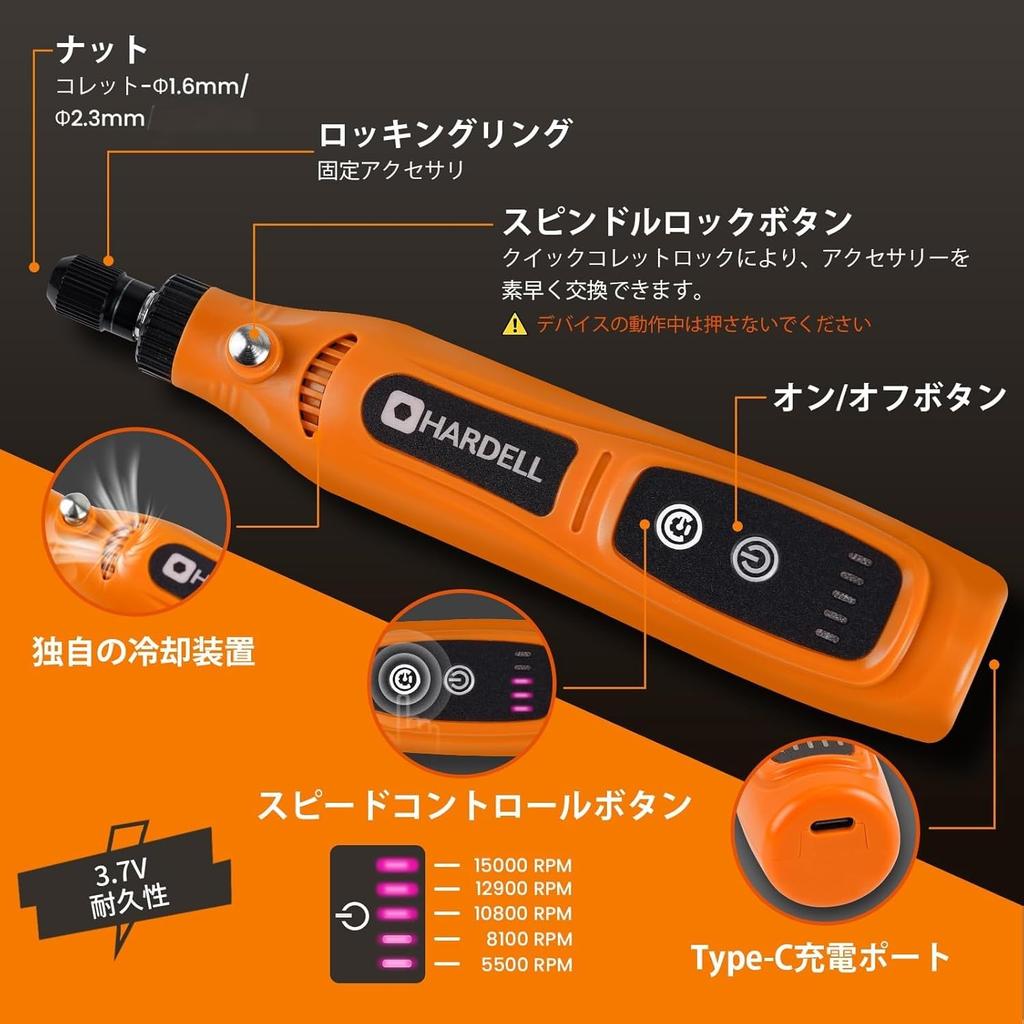 HARDELL Mini 4WD Modification Mini Router Handheld Router Set with 43 Rechargeable Cordless Pin Electric Rust and Crafting Recommended! 3.7V