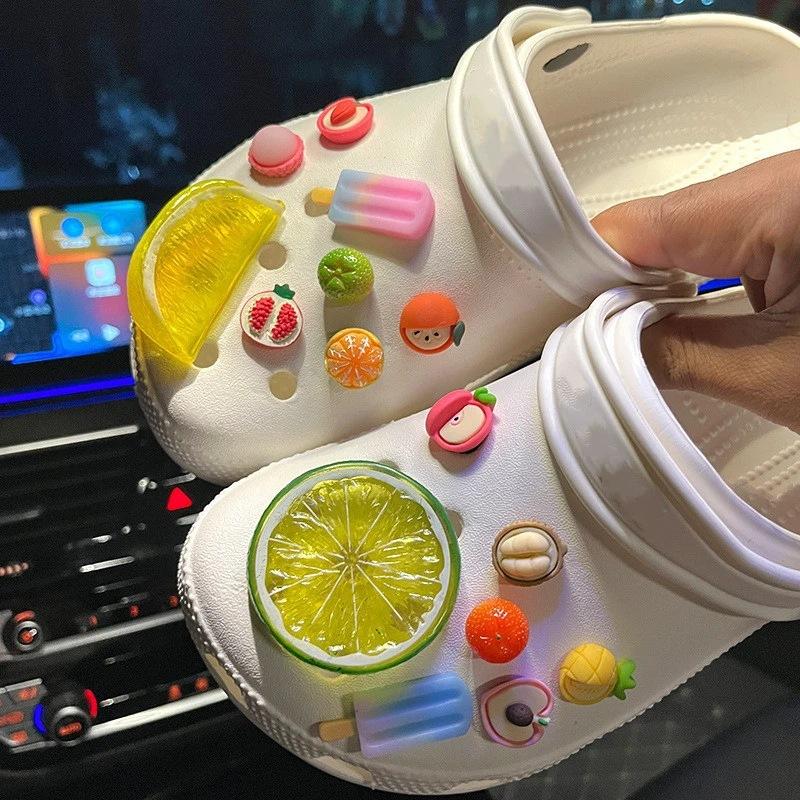 1Set Summer Refreshing Lemon Advanced Shoe Decorations New 3D Fruit Shoe Charms Set DIY Detachable buckle Shoes accessories