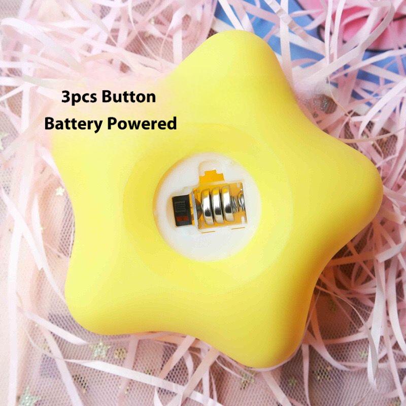 Non-Toxic Warm Yellow Star Night Light Button Battery Operated Portable Bedroom Lamp For Kids Gentle Sleep Room Decoration