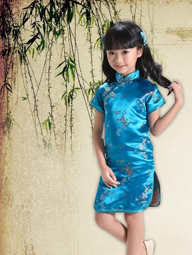 Summer Girls' Plum Blossom Bamboo Qipao Tang Princess Dress Ethnic Guzheng Performance Costume