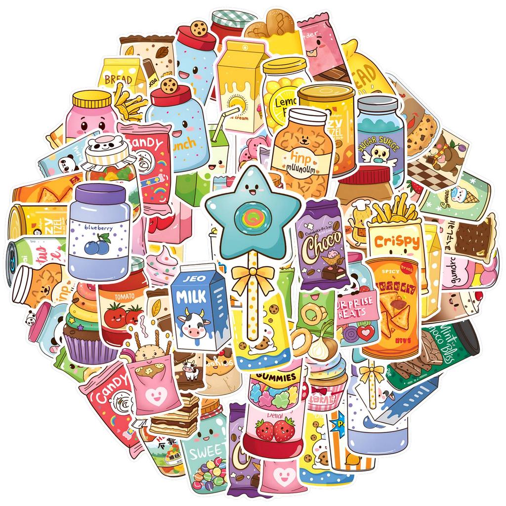 35pcs-50pcs Playful Desserts Stickers Cartoon Food Sticker Pack DIY Stickers For Laptop Motorcycle Luggage Phone DIY Phone