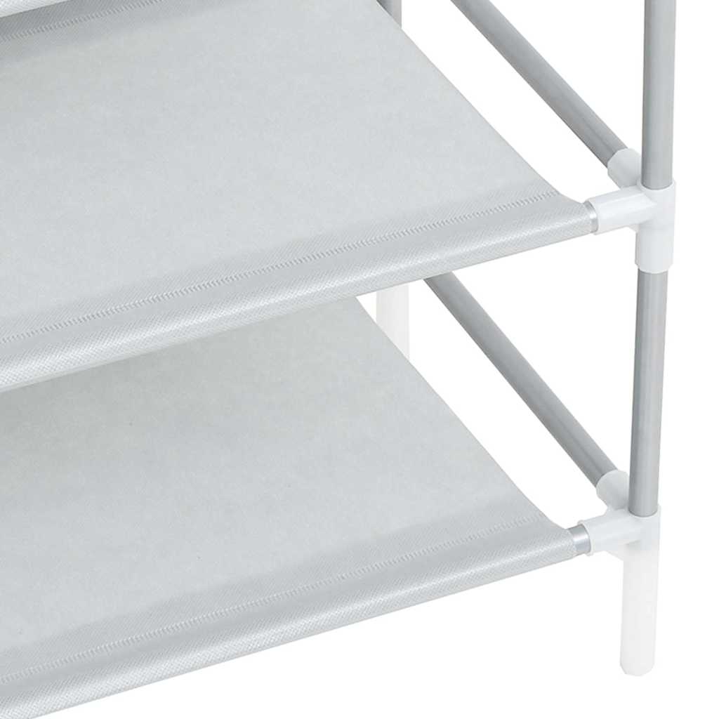 Shoe Rack with 10 Shelves Metal and Non Woven Fabric Silver