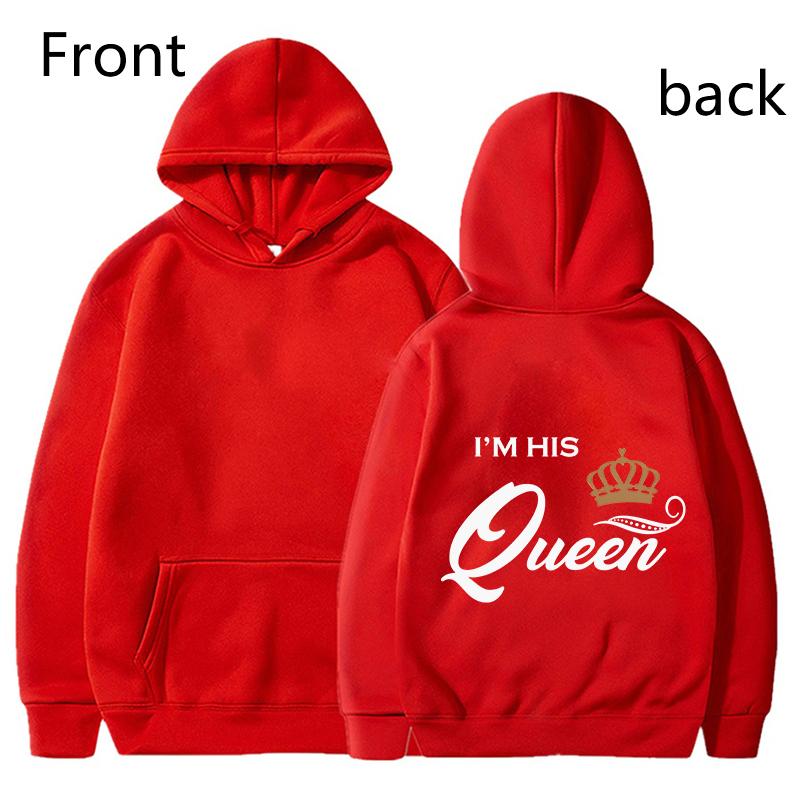 Fashion King & Queen Couple Hoodies Long Sleeve Pullover Couples Matching Outfits Streetwear Lovers Clothes Valentine Day Gifts