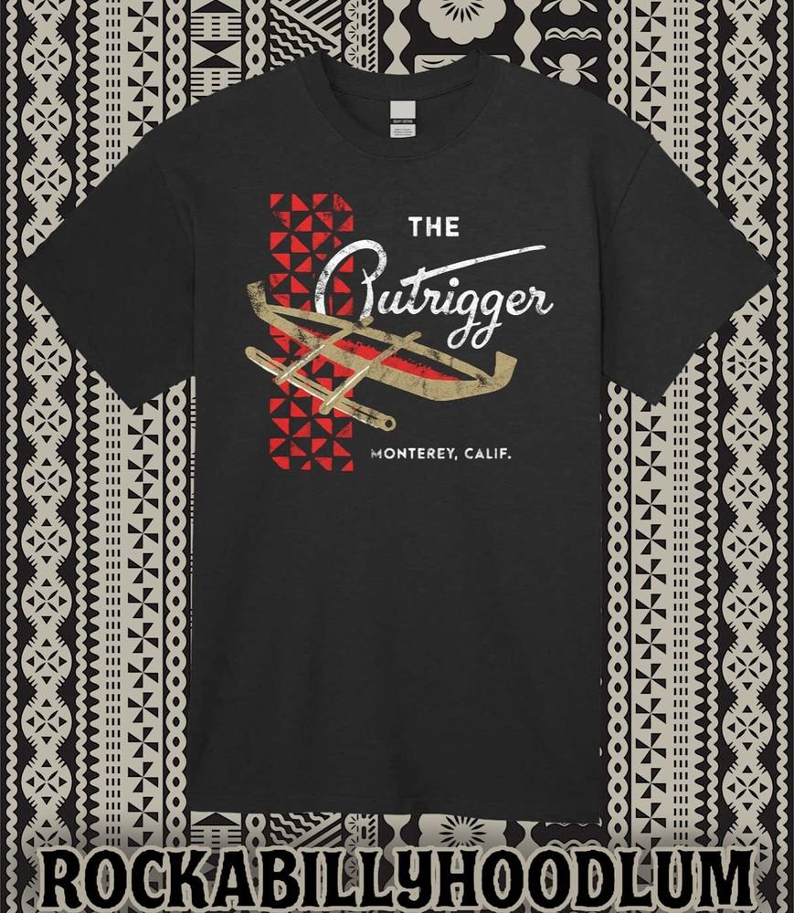 

Retro Tiki Art Tee T Shirt Cotton Mug Bar Restaurant The Outrigger Monterey CA 4XL