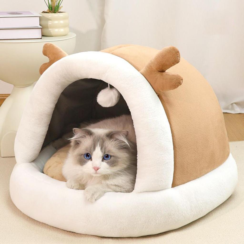 Deer Antler Cat Bed Cave Non-Slip Pet Plush Nest cold-proof dog bed Pet Supplies for Dog Puppy Kitten Sleeping