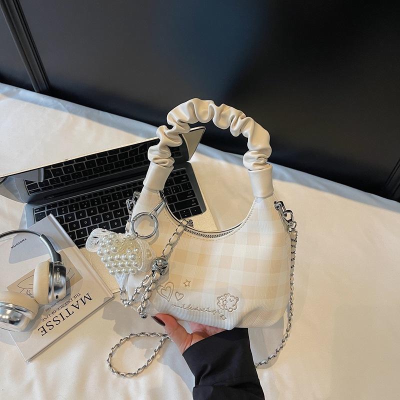 Original Design Girl Handbag Bag Simple New Shoulder Bag High Value Cute Versatile Plaid Messenger Women's Bag