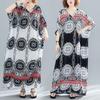 Vintage Floral Satin Maxi Long Dress for Women Plus Size Casual Loose Summer Dresses New In