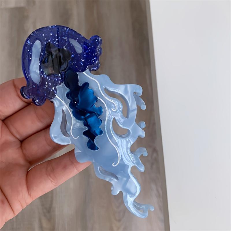 Ocean-Inspired Acetate Hair Claw - Large Jellyfish & Shark Design, Elegant Cute Grip, Big Animal Cartoon Hair Clip 