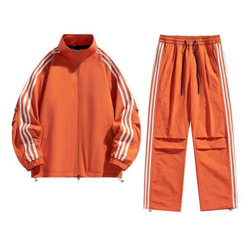 

Men s Retro Three-Stripe Tracksuit Jacket Set with Stand-Up Collar XL
