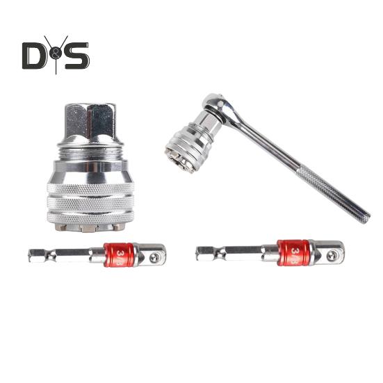 Set de scule cheie tubulară universală reglabilă Operare cu o singură mână Multifuncțional 10mm-19mm Acționare Clichet Cheie dinamometrică Convertor de manșoane