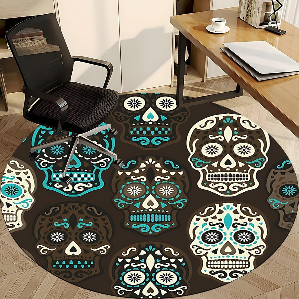1pc Sugar Skulls Chair Carpet for Office Machine Washable Rug for Office, Good Gift for Family or Friends yy251225220