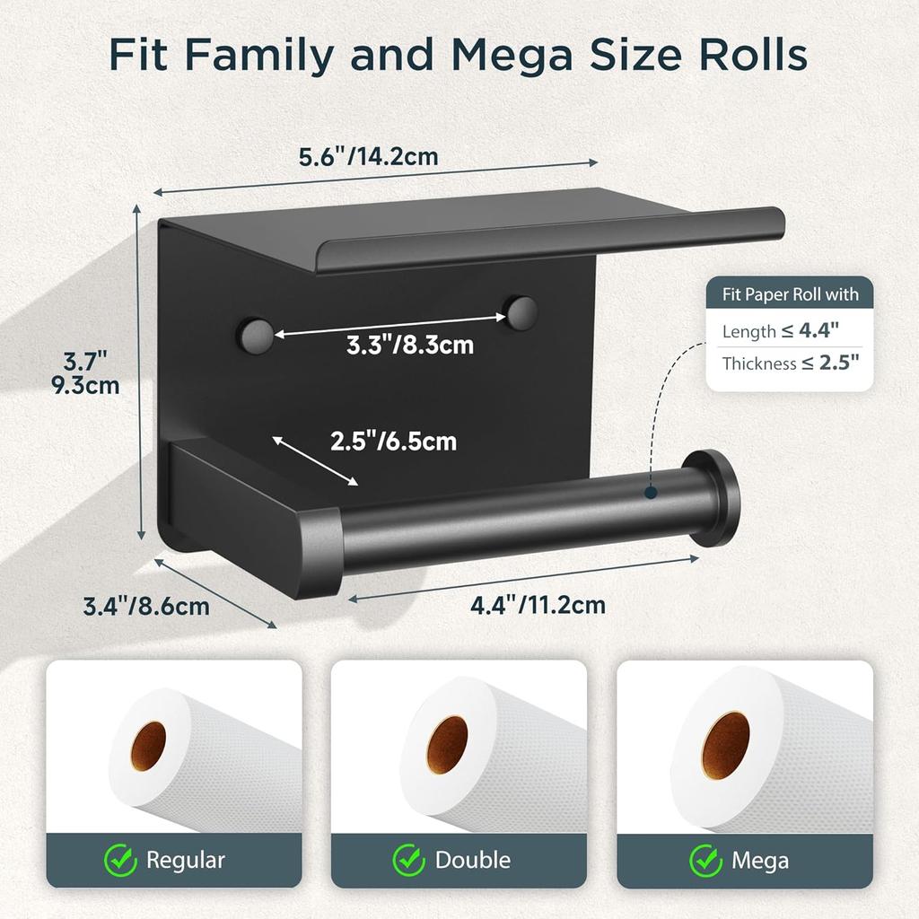 Toilet Paper Holder Stand Wall-Mounted Toilet Paper Dispenser Kitchen Bathroom Storage Rack For Tissue Box Shelf Phone Holder