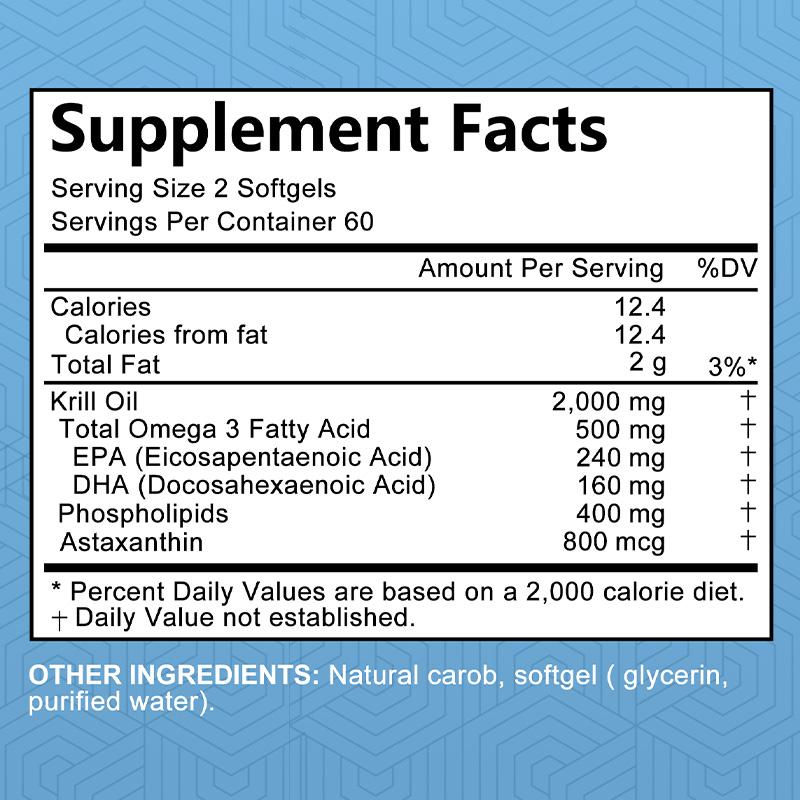 Antarctic Krill Oil 2000mg Softgels Omega 3 Epa Dha Astaxanthin Pack 120 Count