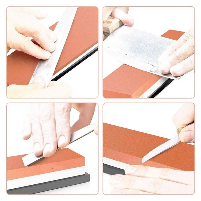 Toishi Knife Sharpening Stone Stainless Steel/Steel with Rubber Base & Instructions Red