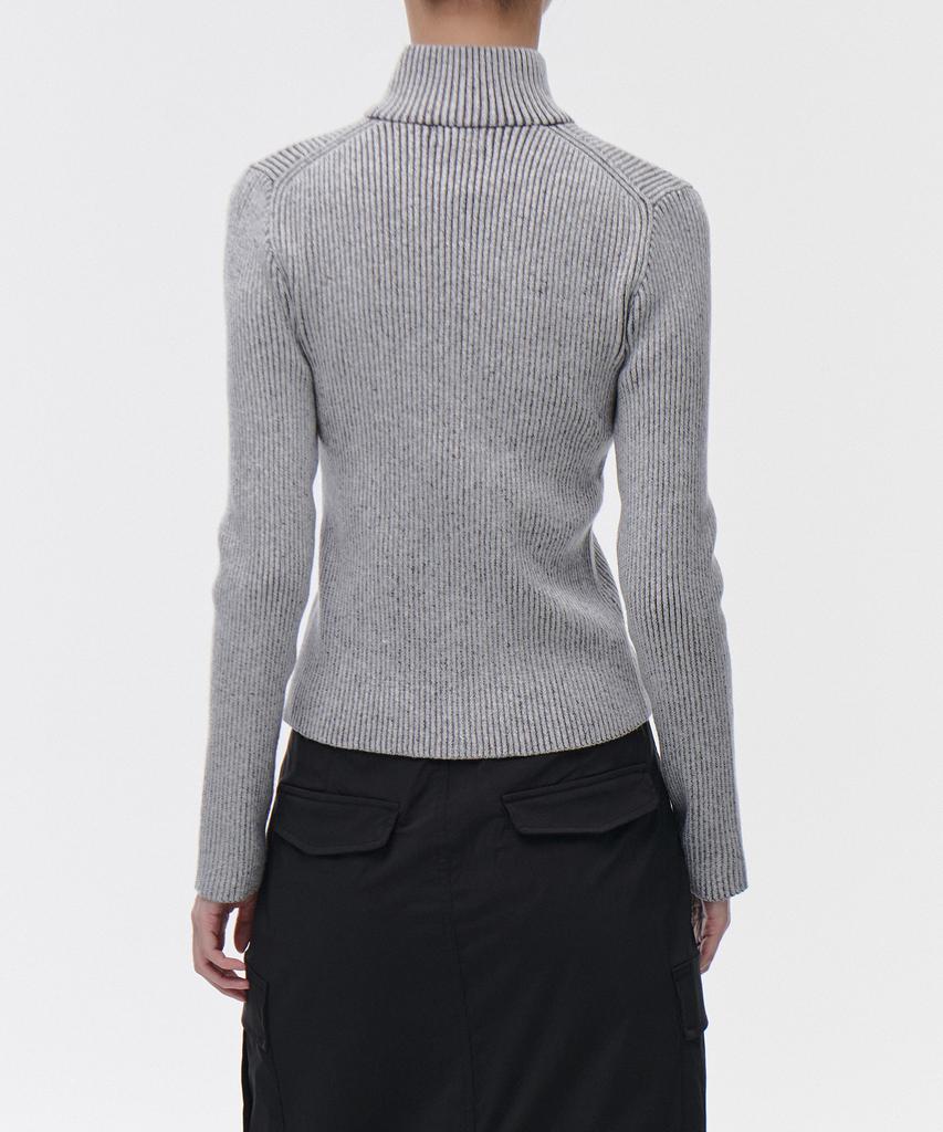 MUSINSA STANDARD WOMAN Ribbed Slim Knit Zip-Up [Two-Tone Gray]