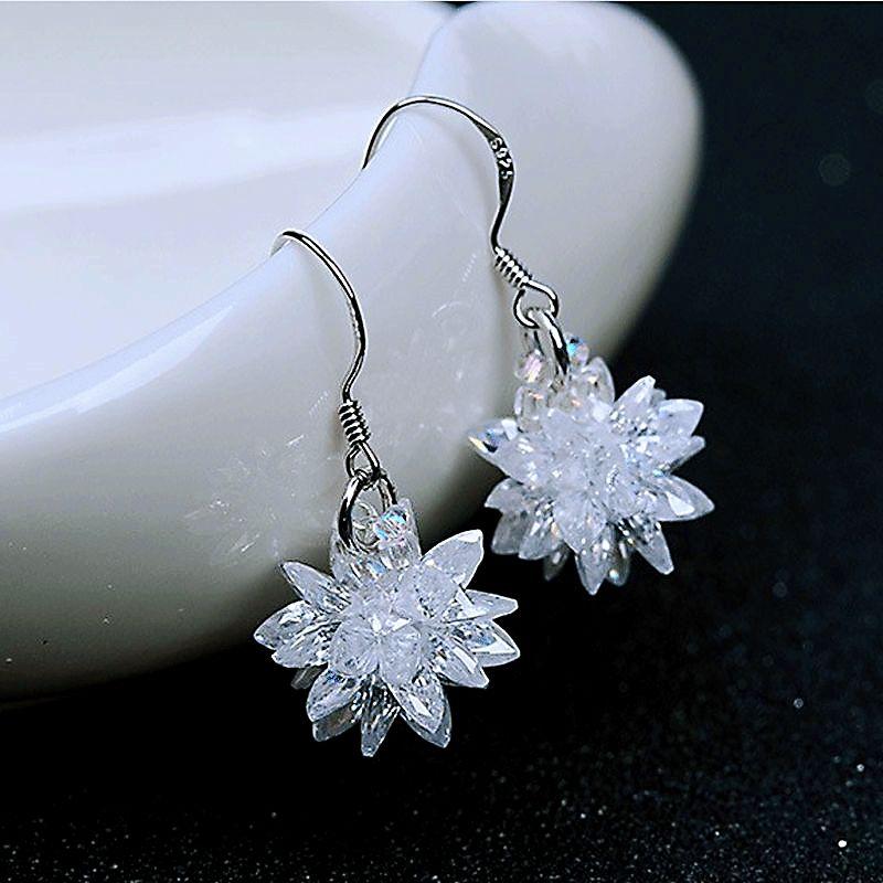 

Серьги-пусеты из стерлингового серебра 999 пробы с кристаллами для женщин, гипоаллергенные Ice 999 Sterling Silver Edition