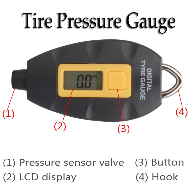LED Backlight Wheel Tire Tyre Air Pressure Gauge Tester Digital Auto Meter Tool Vehicle Motorcycle