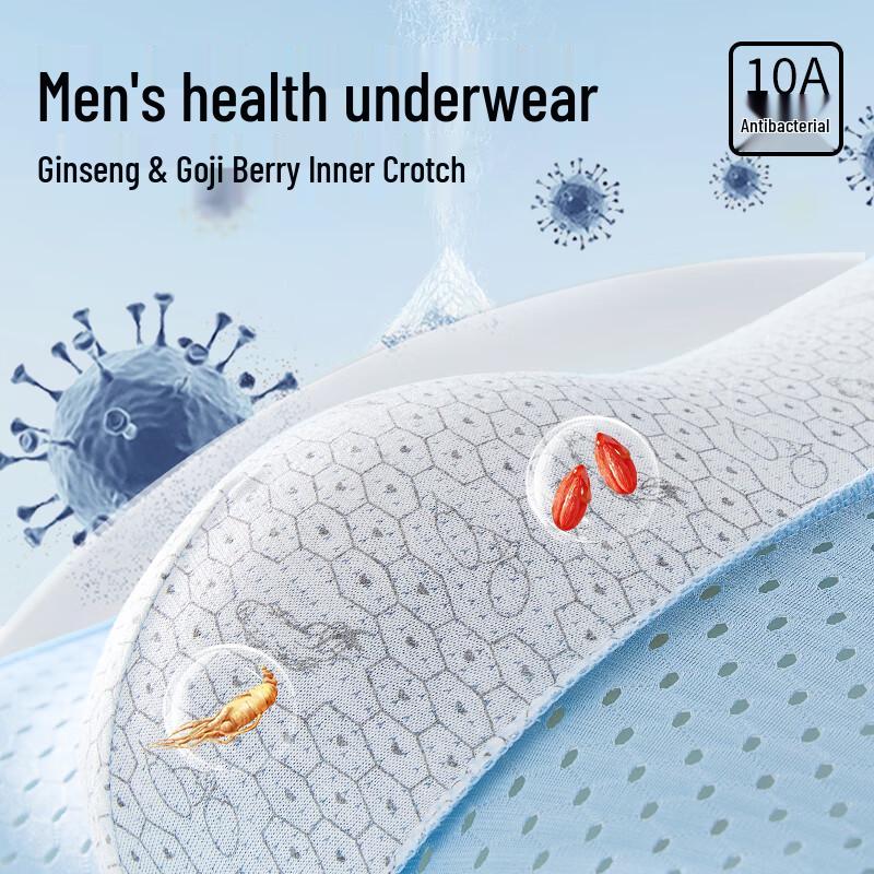 Yalu Men's Health Care Ice Silk Antibacterial Boxer Briefs with Ginseng & Goji