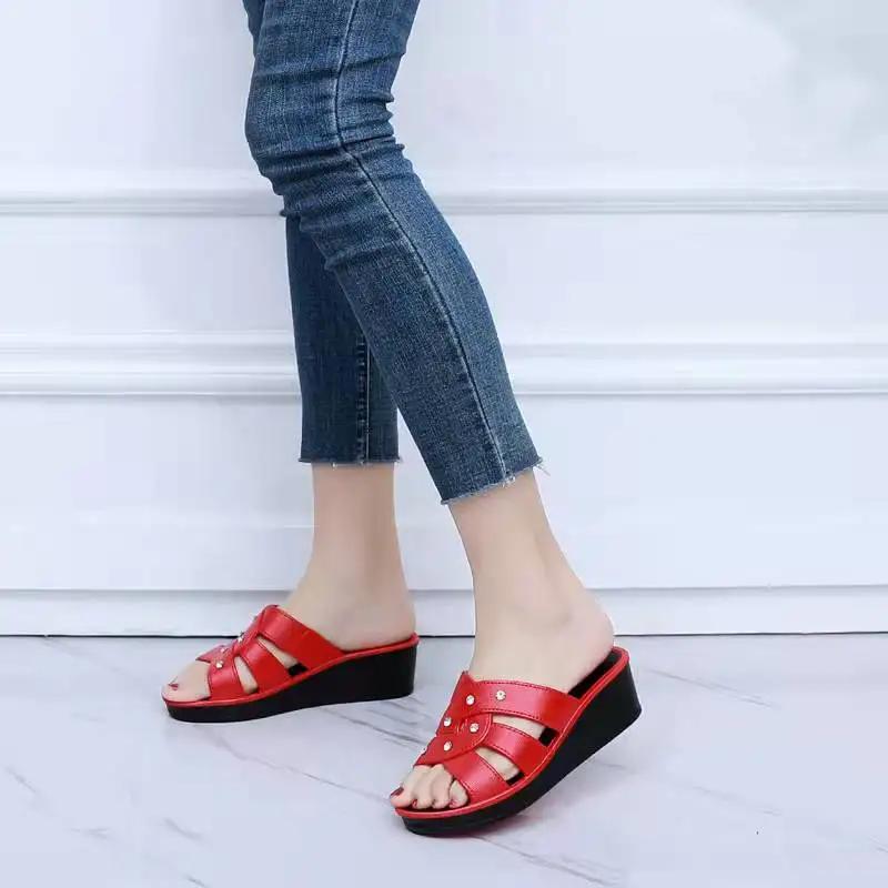 Fashion Slippers Platform Wedges Women  Sandals Summer Female Mules Clogs Beach Shoes Thick Bottom Non-Slip Solid Chaussures2024