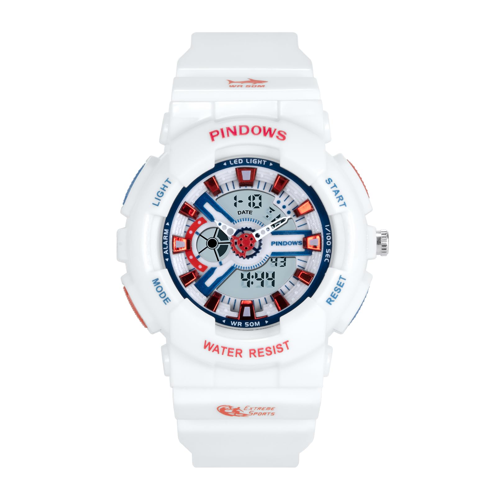 

PINDOWS Спортивные часы Аналоговый Цифровой Светодиодный дисплей 50 м Многофункциональный Фитнес-трекер для Приключений на Открытом Воздухе Женские Водонепроницаемые, для Бега, Пеших Прогулок,