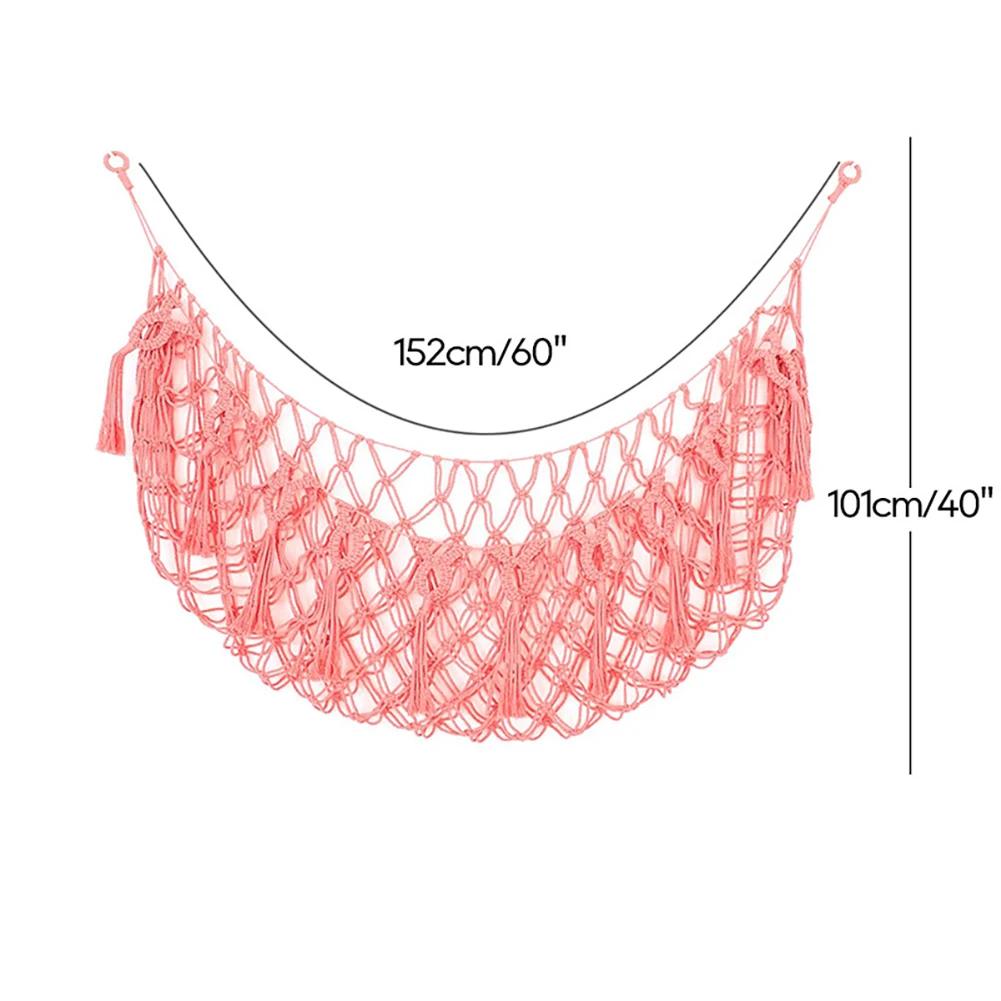 

Wall Mounted Stuffed Toy Net Bag Hammock Large Capacity Tassels Design Children Bedroom Plush Toys Organizer Bohemian Tapestry