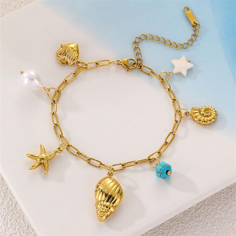 Bohemian Beach Shell Pendant Necklace And Bracelet Set For Women