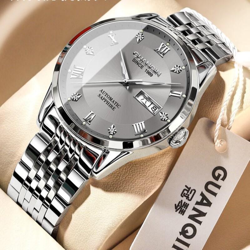Guanqin Men's Luxury Automatic Waterproof Stainless Steel Watch