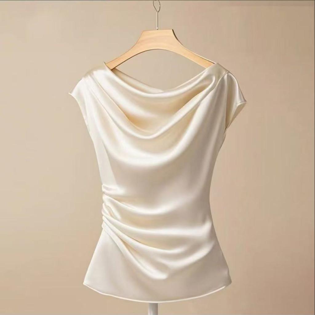Silk Blouse For Women Summer Elegant Style With Loose Fit And Crew Neck
