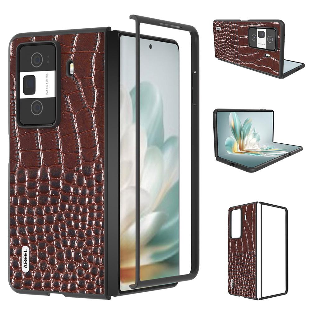 ABEEL For Honor Magic Vs3 5G Case Genuine Cow Leather Back Phone Cover Crocodile Texture