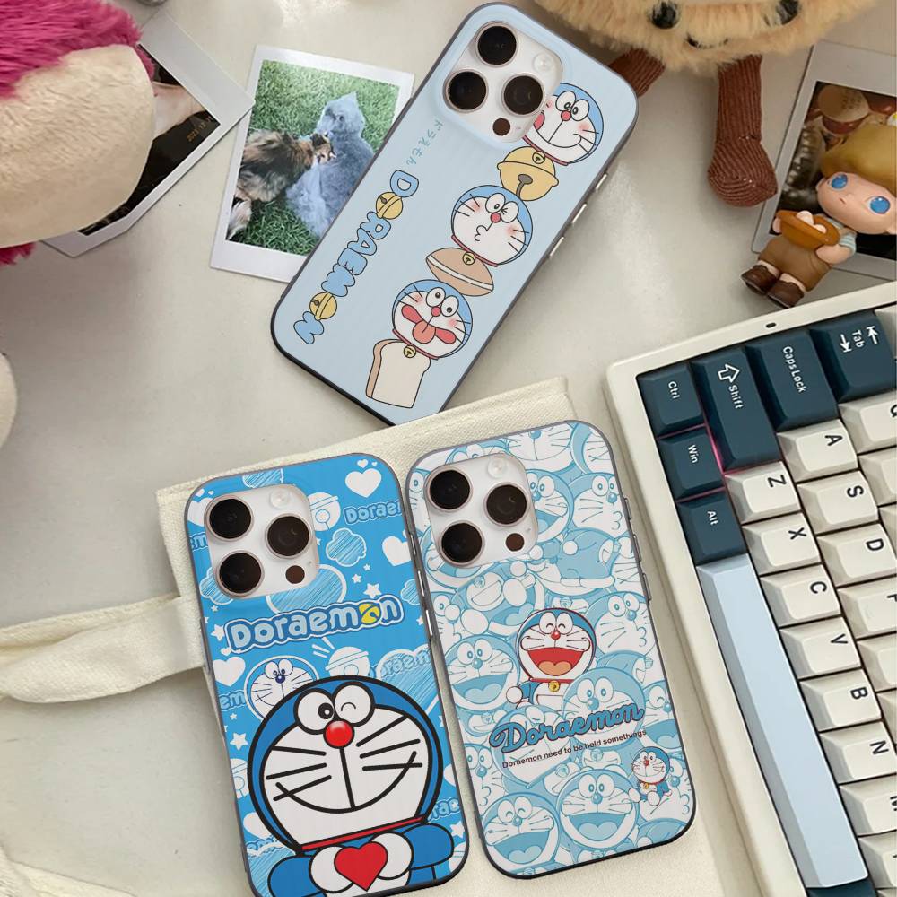 Cartoon Doraemon For IPhone 17 16 15 11 12 13 14 Pro Max Plus Pro Corrugated Translucent Back Phone Cover