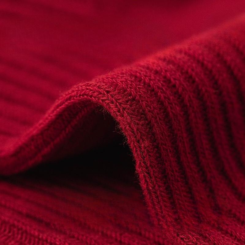 Embroidered Red Socks for Autumn and Winter, Bright Red New Year Warm Mid-calf Women's Socks, Winter Wedding Socks