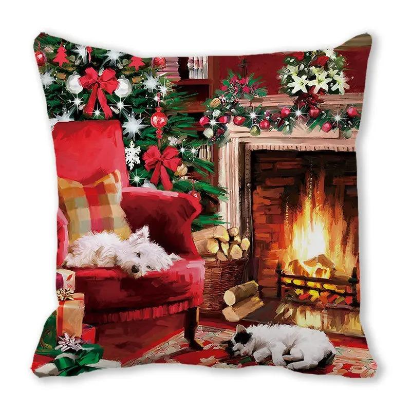 Santa Claus Sleeper Christmas Tree Dog Bunny Decorative Pillow Set Bedroom Sofa Dining Room Pillow Cover