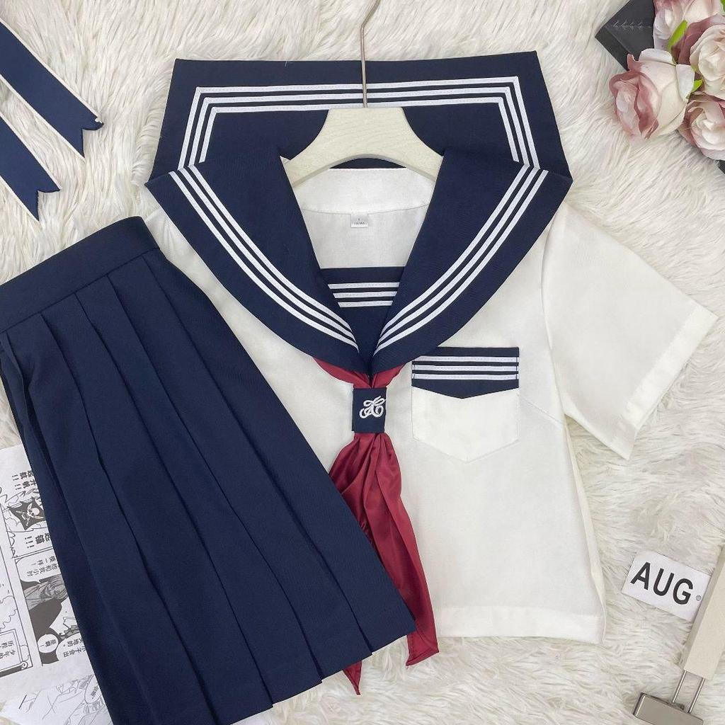Authentic Japanese Sailor Uniform Set: White, Long & Short Sleeve, Academy Style