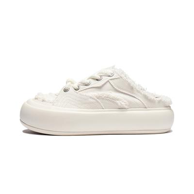 Li Ning Cream Puff Mule Dämpfung, Abriebfeste Low-Top Skateboard-Schuhe Damen Ecru AZGU014-2