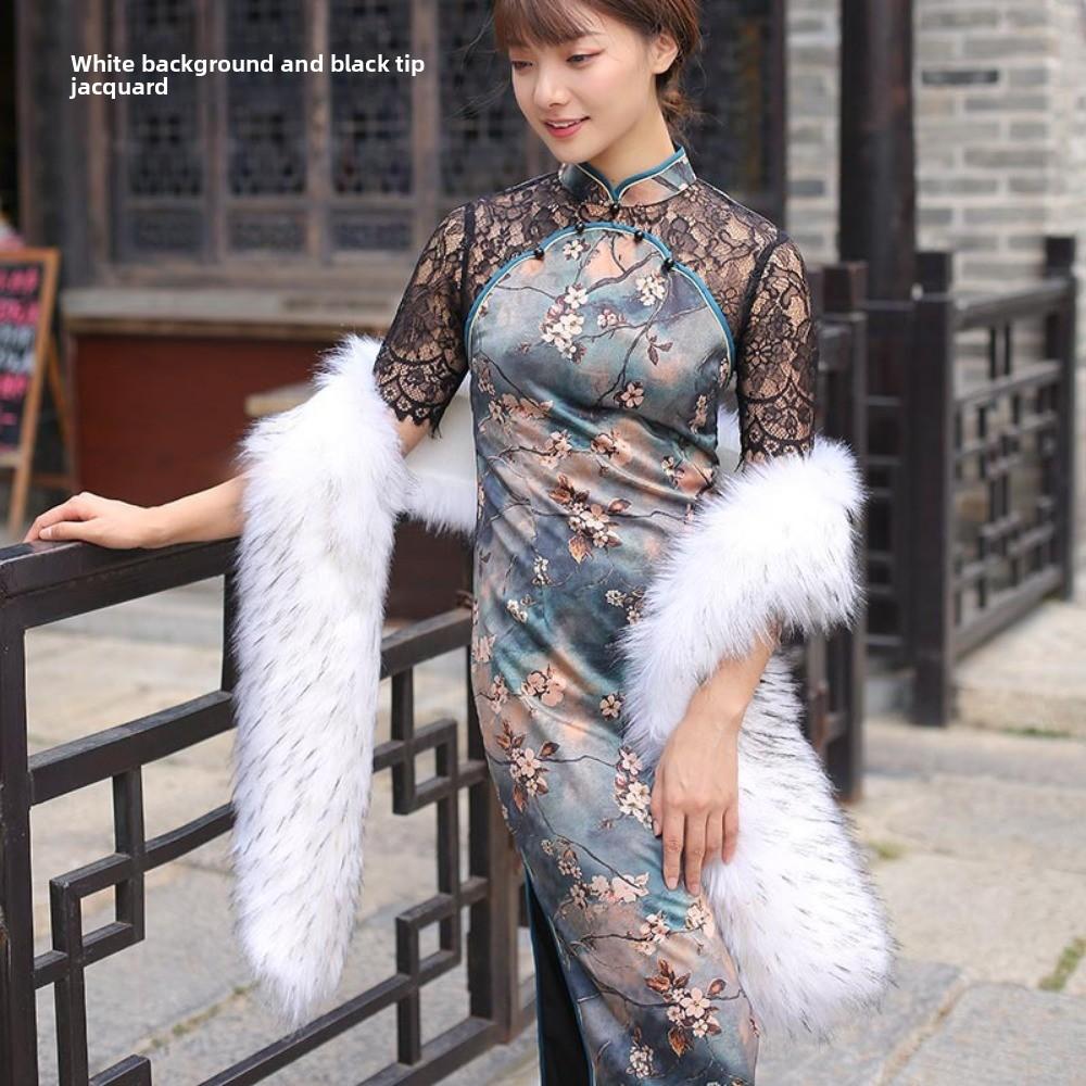 Herbst und Winter Imitat Pelzkragen Imitat Fuchspelz Waschbärpelz Schal Verlängert Dick Schal Warmer Schal Schal Pelzkragen