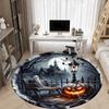 1pc Haunted House Scene Chair Carpet for Office, Round Polyester Mat, Indoor Decor for Office, Easycare Fabric, Washable Non-slip Area Carpet