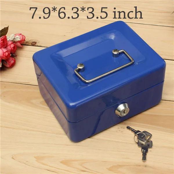 Practical Mini Petty Cash Money Box Stainless Steel Security Lock Lockable Safe Small Fit for House Decoration 3 Size