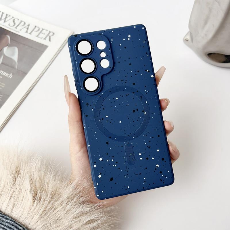 Dot Print TPU Slim Matte Magnetic Case For Samsung Galaxy S25 S24 Ultra S23 S22 S21 FE for Magsafe Soft Shockproof Lens Film Protection Phone Cover