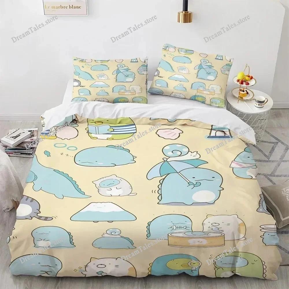 Anime Kawaii Cartoon Sumikko Gurashi Bedding Set Boys Girls Twin Queen Size Duvet Cover Pillowcase Bed Kids Adult Luxury Gift