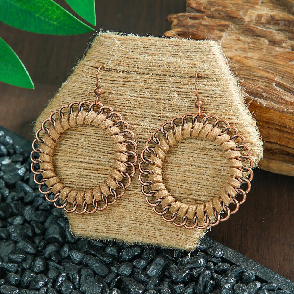 Boho Vintage Coffee Color Dangle Earrings for Women Geometric Tribal Style Tassel Eardrop Party Decors Daily Wear Gift Versatile